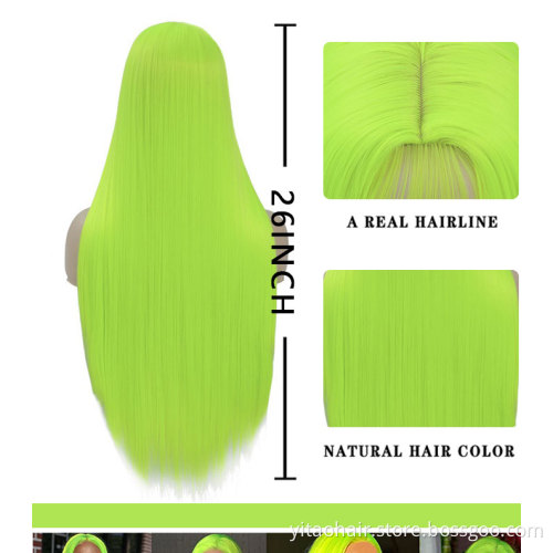 Glueless Cosplay Cheap Synthetic Wigs Light French colorful  Hair Long Silk Straight party wig with Heat Resistant Fiber Hair
